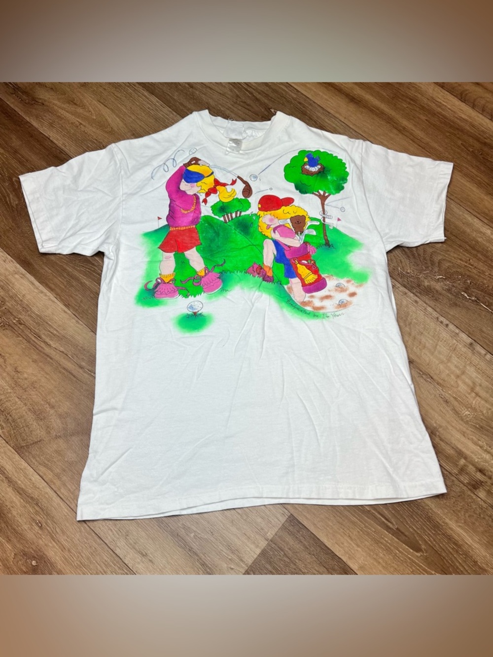 Vintage Men’s White Graphic Tshirt Single Stitch Size L